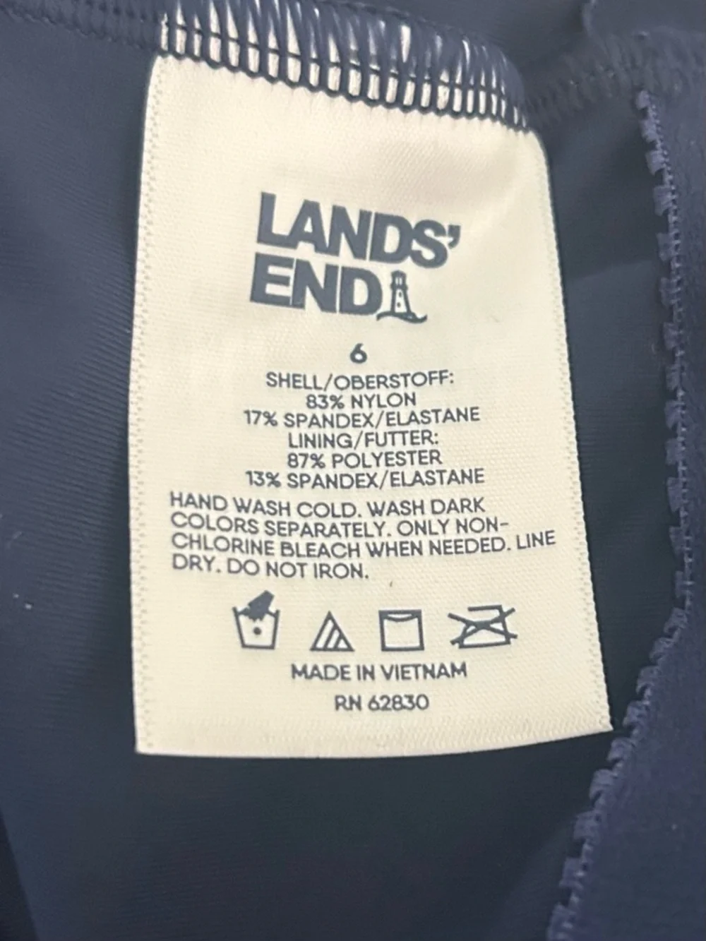 New Lands' End Regular High Neck Swim Dress Brush Tie Dye size 6